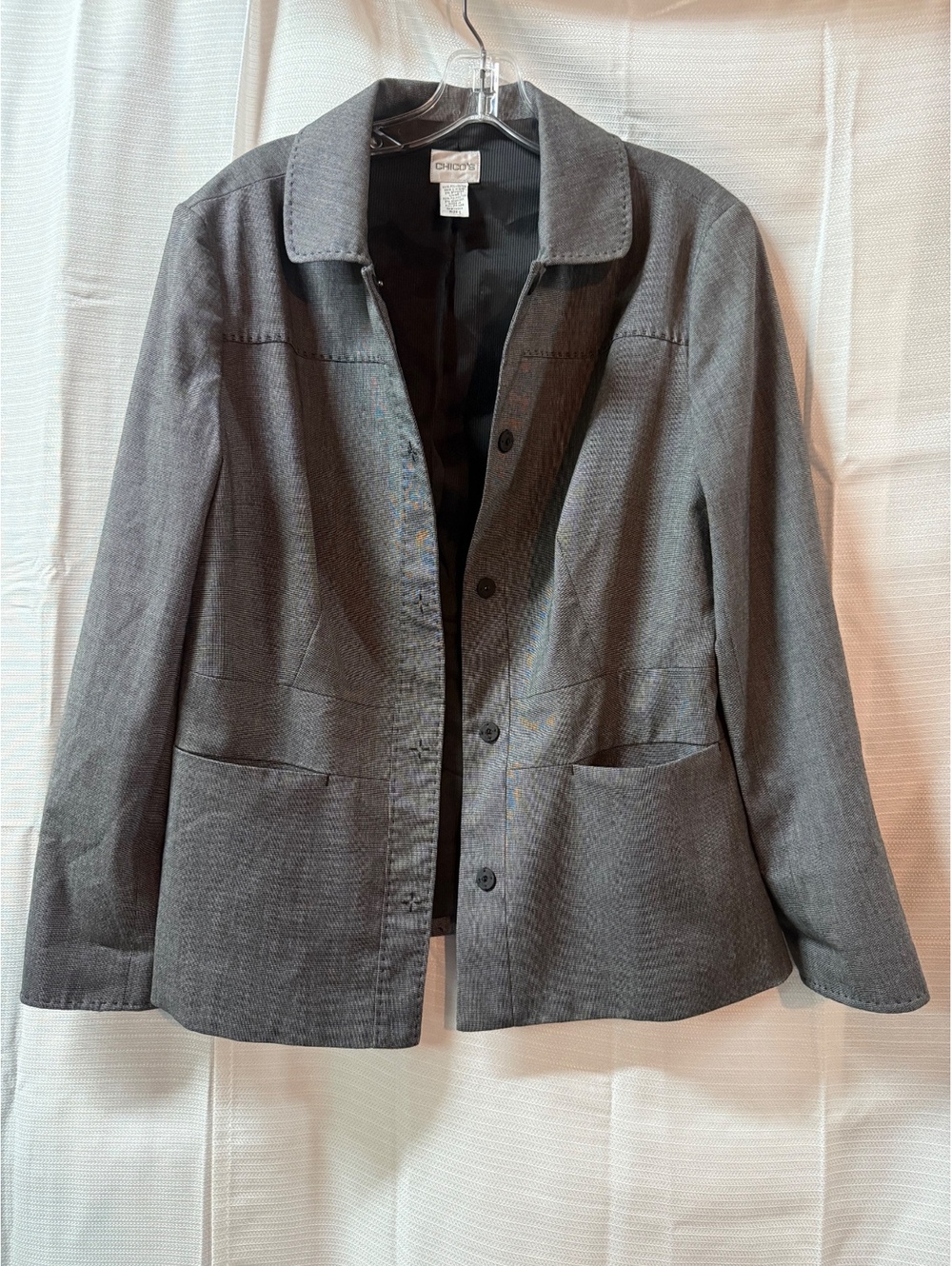 Chico's Gray Button-Up Blazer Jacket Size 1